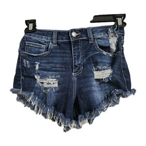 Distressed Grunge Y2K‎ Boho Frayed High-Rise Cello Cut Off Denim Shorts Women 3
